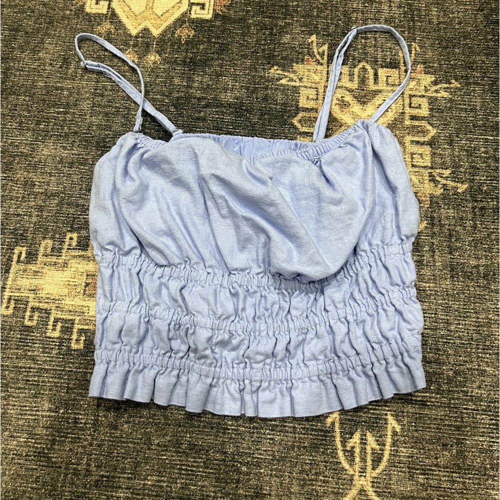 SHEIN Ruched Bust Ruffle Crop Top